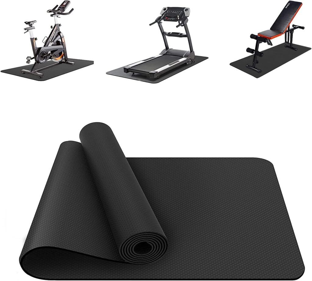 Treadmill Mat, Exercise Equipment Mat Heavy-Duty Protective Floor Mat for Under Stationary Bike, Spin Bike, Fitness Equipment, 120cm x 60cm,Black