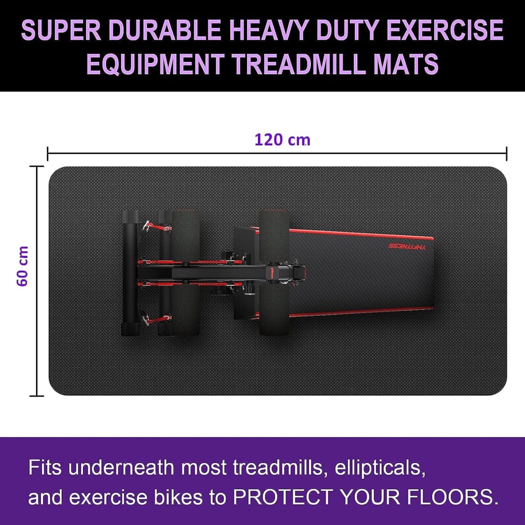 Treadmill Mat, Exercise Equipment Mat Heavy-Duty Protective Floor Mat for Under Stationary Bike, Spin Bike, Fitness Equipment, 120cm x 60cm,Black
